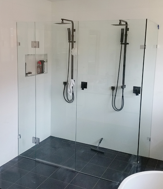 Frameless Shower Double_760h Frameless glass shower enclosure