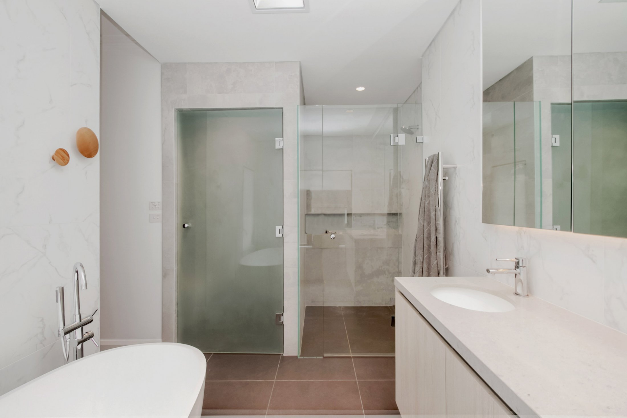 Custom Shower Screen & Frosted Glass Privacy Door - Dover Heights