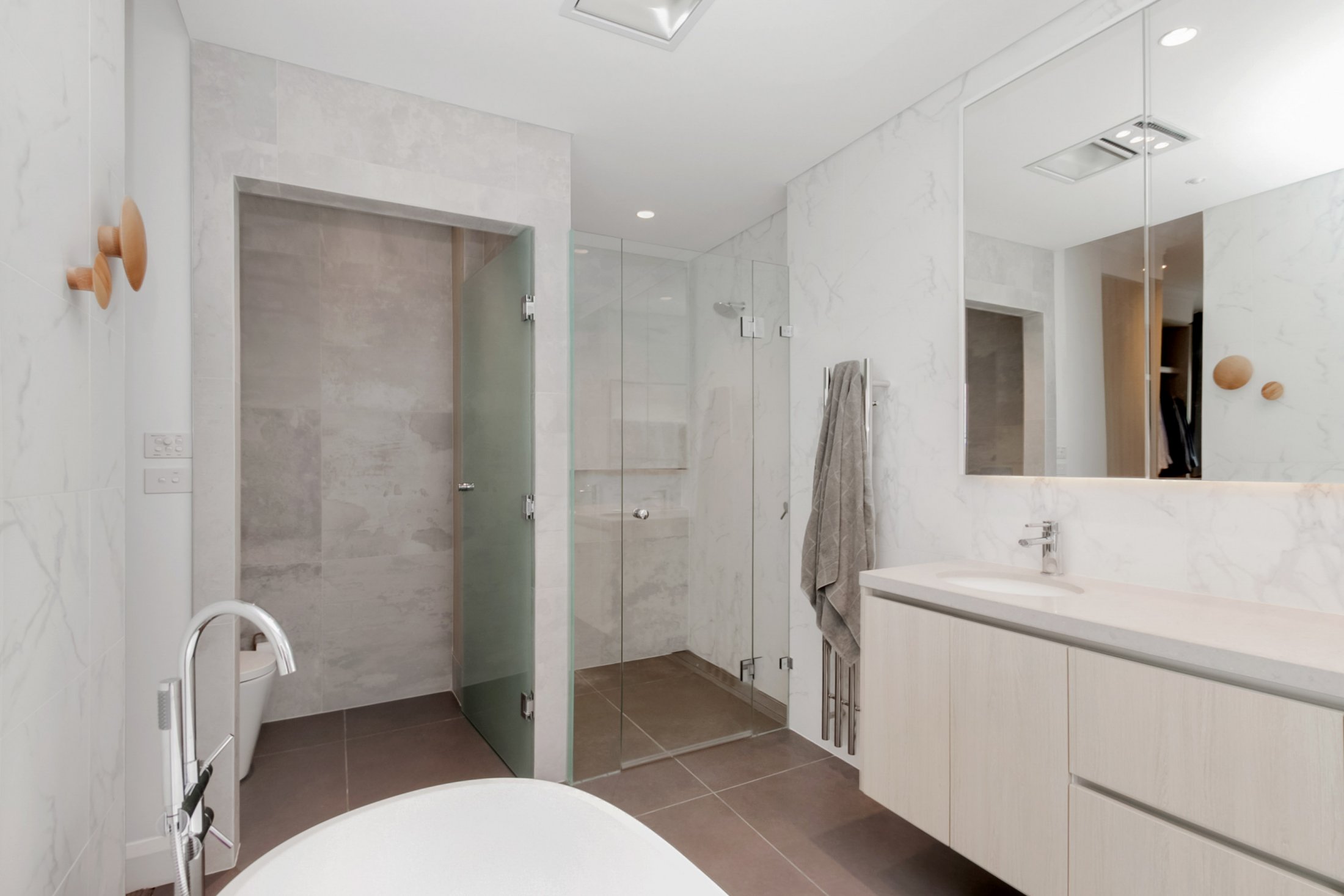 Custom Shower Screen & Frosted Glass Privacy Door - Dover Heights