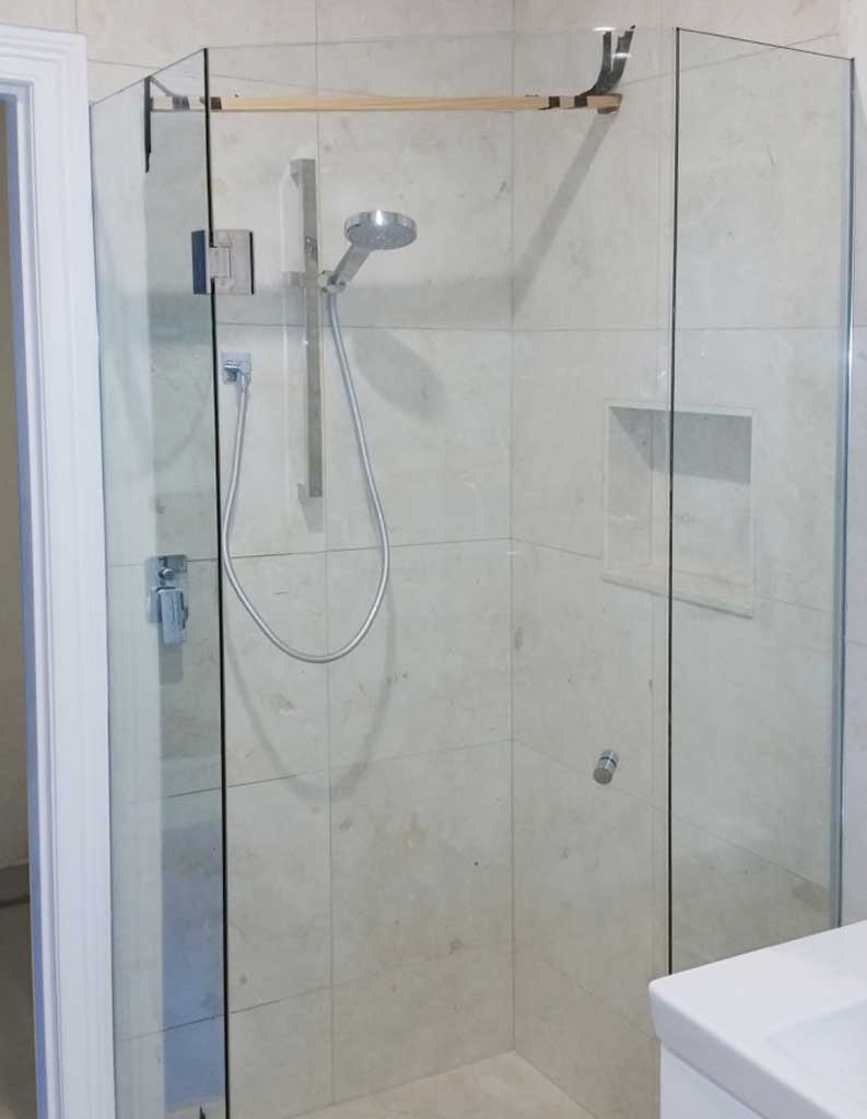 Custom Frameless 3 Sided Splayed Showerscreen