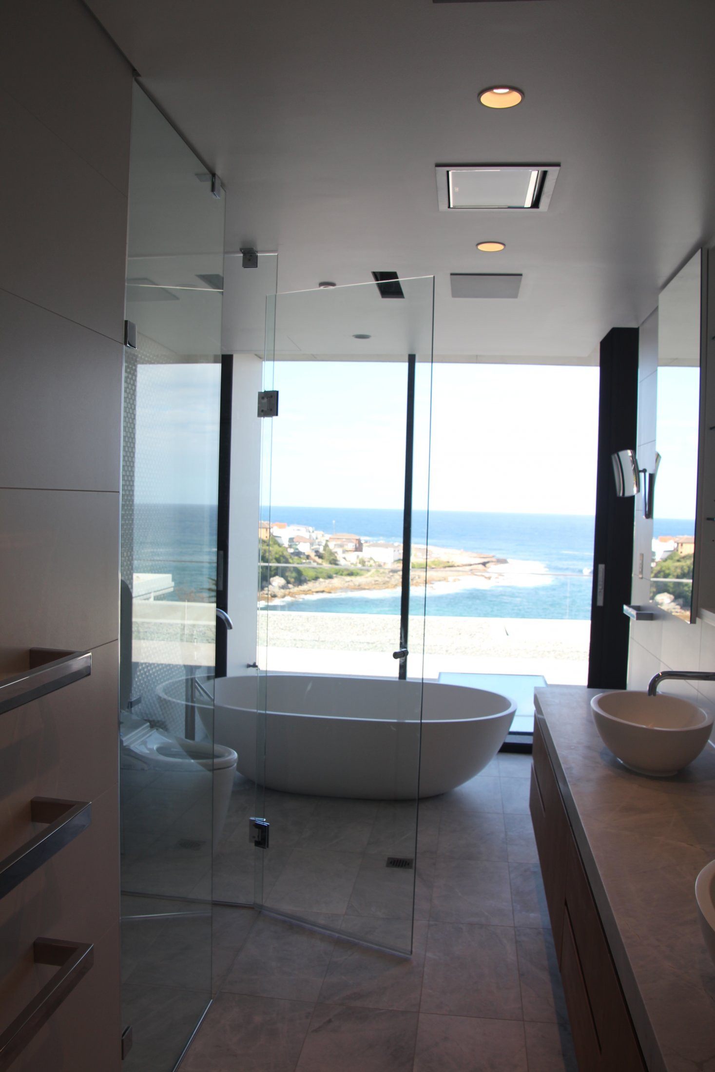 Custom Frameless 3 Panel Front and Return Shower Screen - Coogee