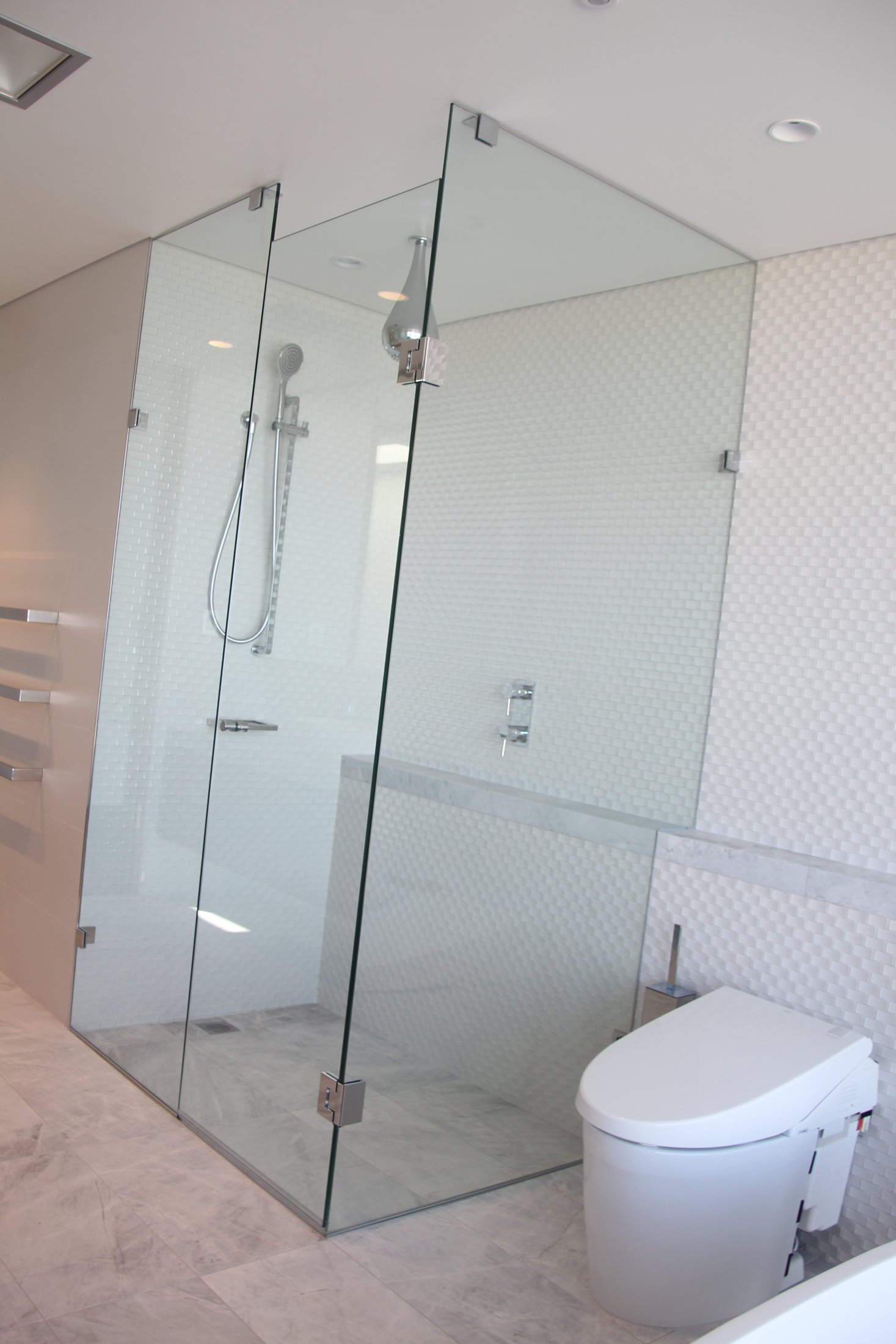 Custom Frameless 3 Panel Return/Corner Shower Screen - Coogee